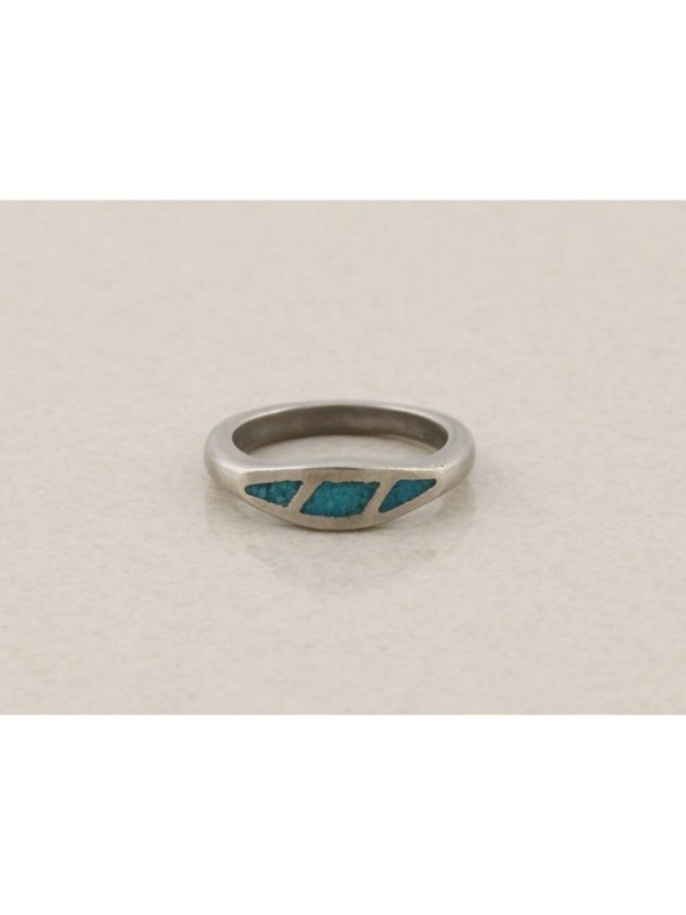 Stainless Steel Crushed Turquoise Ring Size 5 Woman Teen Child